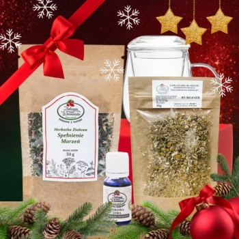 Zestaw Herbatka ziołowa ,,Spełnienie Marzeń" + kubek z zaparzaczem + olejek ,,Zdrowa Zima'' 10 ml + 20 g ziół GRATIS