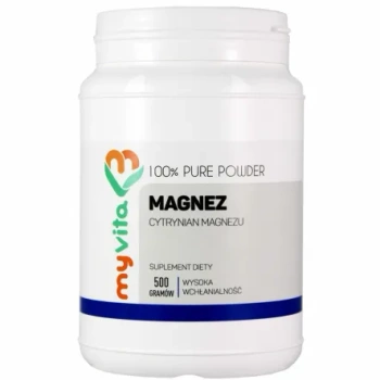 Magnez, Cytrynian Magnezu proszek, 500 g - MyVita