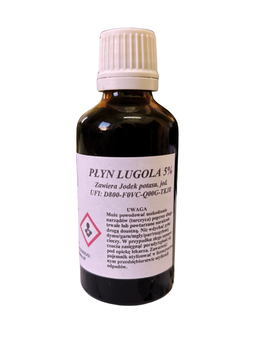 Płyn Lugola 5 % jodu wodny roztwór 50 ml jod krystaliczny czda + jodek potasu czda