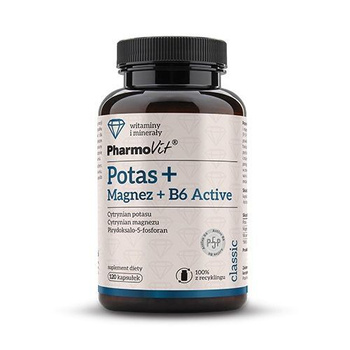 Potas + Magnez + B6 Active, 120 kaps. vege - Pharmovit
