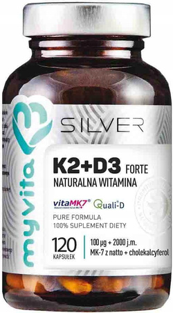 Silver Pure, Witamina K2+D3 FORTE, 120 kaps. - MyVita