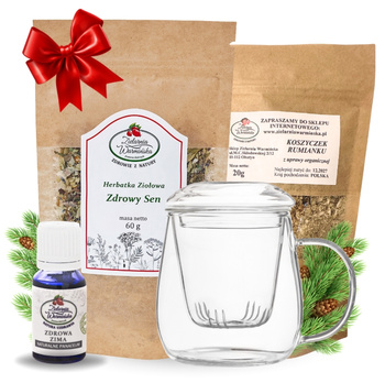 Zestaw Herbatka ziołowa ,,Zdrowy Sen'' + kubek z zaparzaczem + olejek ,,Zdrowa Zima'' 10 ml + 20 g ziół GRATIS