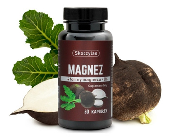 Magnez 4 formy + B6 z czarną rzepą, 60 kaps. vege - Skoczylas
