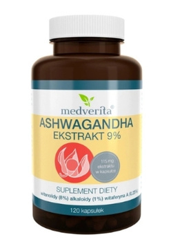 Ashwagandha ekstrakt 9%, 120 kaps. - Medverita