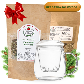 Zestaw ,,Dla Mężczyzn" z herbatką i szklanym zaparzaczem + 20 g ziół GRATIS