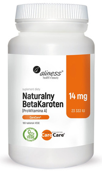 Naturalny BetaKaroten 14 mg, 100 tabl. vege - Aliness