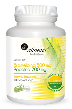 Bromelaina 500mg i Papaina 200 mg, 100 kaps. vege - Aliness