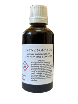 Płyn Lugola 2 % jodu wodny roztwór jodu krystalicznego w jodku potasu 50 ml