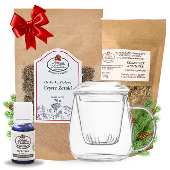 Zestaw Herbatka ziołowa ,,Czyste Zatoki'' + kubek z zaparzaczem + olejek ,,Zdrowa Zima'' 10 ml + 20 g ziół GRATIS