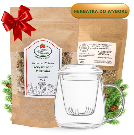 Zestaw ,,Detoks i Oczyszczanie" z herbatką i szklanym zaparzaczem + 20 g ziół GRATIS
