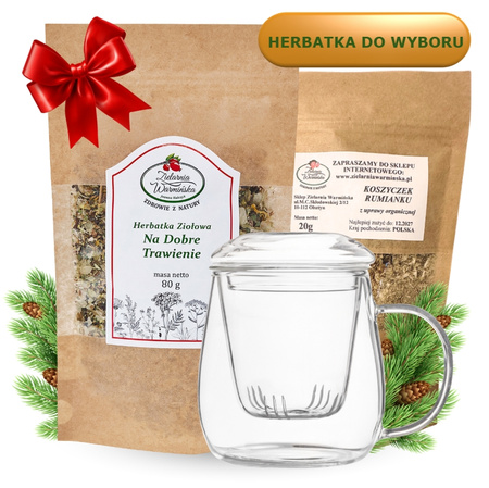 Zestaw ,,Trawienie i Jelita" z herbatką i szklanym zaparzaczem + 20 g ziół GRATIS