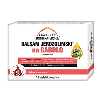 Produkty Bonifraterskie, Balsam Jerozolimski na gardło, pastylki do ssania, 16 szt.