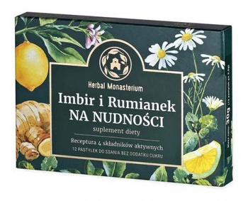 Imbir i Rumianek na Nudności w pastylkach, 12 szt. - Herbal Monasterium