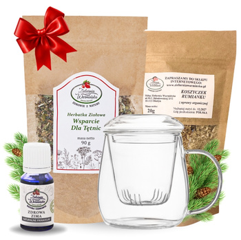 Zestaw Herbatka ziołowa ,,Wsparcie Dla Tętnic'' + kubek z zaparzaczem + olejek ,,Zdrowa Zima'' 10 ml + 20 g ziół GRATIS