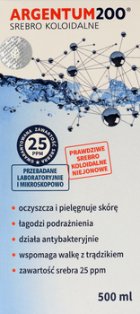 Srebro koloidalne Argentum 200, 25 ppm, 500 ml - Aura Herbals