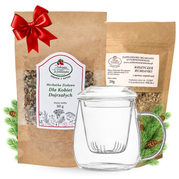 Zestaw Herbatka ziołowa ,,Dla Kobiet Dojrzałych" + kubek z zaparzaczem + 20 g ziół GRATIS