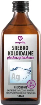 Srebro koloidalne płaskocząsteczkowe niejonowe 50 ppm, 500 ml - MyVita
