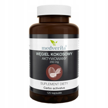 Węgiel Kokosowy 200 mg, 120 kaps. - Medverita