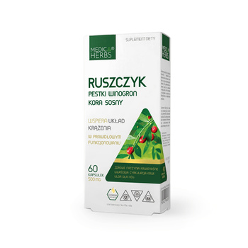 Ruszczyk, Pestki Winogron, Kora Sosny, 60 kaps. - Medica Herbs