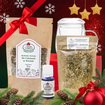 Zestaw Herbatka ziołowa ,,Na Ciśnienie w Normie" + kubek z zaparzaczem + olejek ,,Zdrowa Zima'' 10 ml + 20 g ziół GRATIS