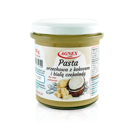 Pasta orzechowa z kokosem i białą czekoladą, 300 g - Agnex