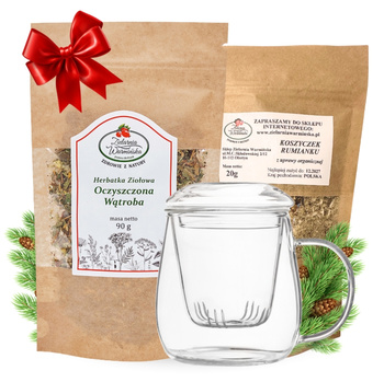 Zestaw Herbatka ziołowa ,,Oczyszczona Wątroba" + kubek z zaparzaczem + 20 g ziół GRATIS