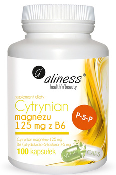Cytrynian Magnezu 125 mg z B6 (P-5-P), 100 kaps. vege - Aliness