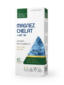 Magnez Chelat + Wit. B6 175 mg, 60 kaps. - Medica Herbs