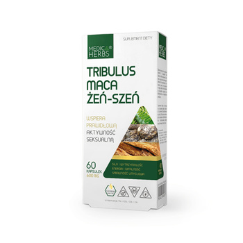 Tribulus, Maca, Żeń-szeń, 60 kaps. - Medica Herbs