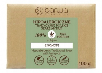 Hipoalergiczne polskie szare mydło z olejem z konopi, 100 g - Barwa Cosmetics