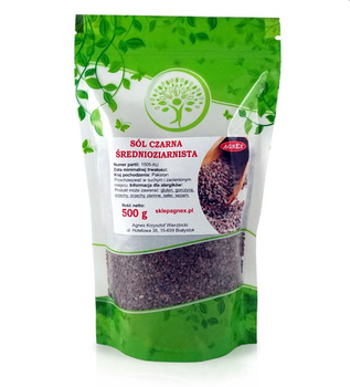 Sól Czarna Kala Namak Średnioziarnista, 500 g - Agnex