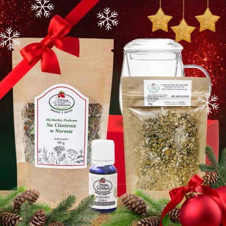 Zestaw Herbatka ziołowa ,,Na Ciśnienie w Normie" + kubek z zaparzaczem + olejek ,,Zdrowa Zima'' 10 ml + 20 g ziół GRATIS