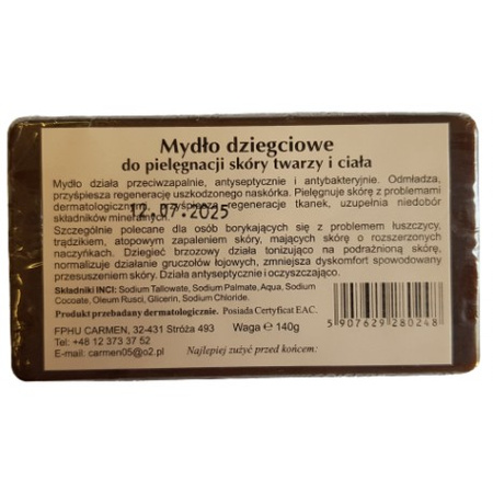 Mydło dziegciowe do twarzy i ciała, 140 g - Carmen