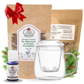 Zestaw Herbatka ziołowa ,,Na Odporność w Sezonie Przeziębień'' + kubek z zaparzaczem + olejek ,,Zdrowa Zima'' 10 ml + 20 g ziół GRATIS