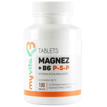 Magnez + Witamina B6 P-5-P, 100 tabl. vege - MyVita