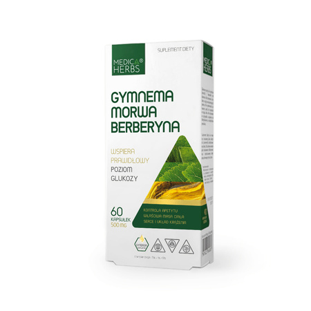 Gymnema, Morwa, Berberyna, 60 kaps. - Medica Herbs 
