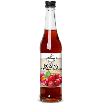 Syrop o smaku Róży z Płatków i Owoców z Witaminą C, 480 ml - Herbapol