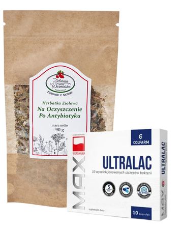 ZESTAW ZIOŁA OCZYSZCZANIE PO ANTYBIOTYKU + PROBIOTYK UltralaC Rich