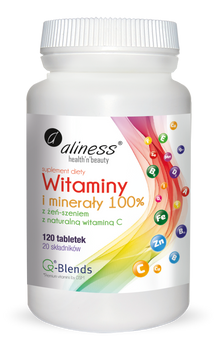 Witaminy i minerały 100%, 120 tabl. - Aliness