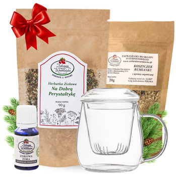 Zestaw Herbatka ziołowa ,,Na Dobrą Perystaltykę'' + kubek z zaparzaczem + olejek ,,Zdrowa Zima'' 10 ml + 20 g ziół GRATIS