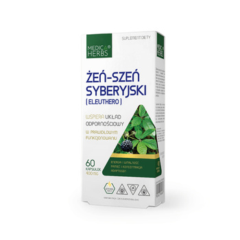 Żeń-szeń Syberyjski (Eleuthero) 400 mg, 60 kaps. - Medica Herbs
