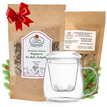 Zestaw Herbatka ziołowa ,,Wsparcie Na Bóle Żołądka" + kubek z zaparzaczem + 20 g ziół GRATIS