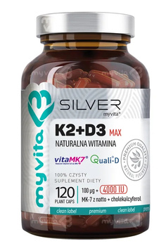 Silver Pure, Witamina K2+D3 FORTE, 120 kaps. - MyVita