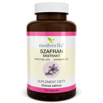 Szafran ekstrakt krocyna 10% safranal 2%, 180 kaps. - Medverita