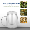 Szklany kubek z zaparzaczem i pokrywką 400 ml  + 20 g ziół GRATIS