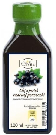 Olej z pestek czarnej porzeczki tłoczony na zimno, 100 ml - OlVita