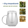 Szklany kubek z zaparzaczem i pokrywką 350 ml + 20 g ziół GRATIS