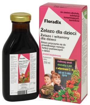 Żelazo i witaminy w płynnej formule dla dzieci, 250 ml - Floradix