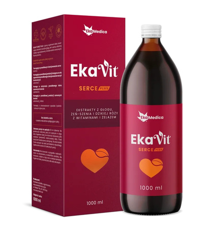 EkaVit Serce Plus (Ekstrakt z głogu, żeńszenia i róży), 1 l - EkaMedica
