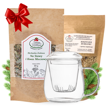 Zestaw Herbatka ziołowa ,,Na Stawy i Kwas Moczowy" + kubek z zaparzaczem + 20 g ziół GRATIS